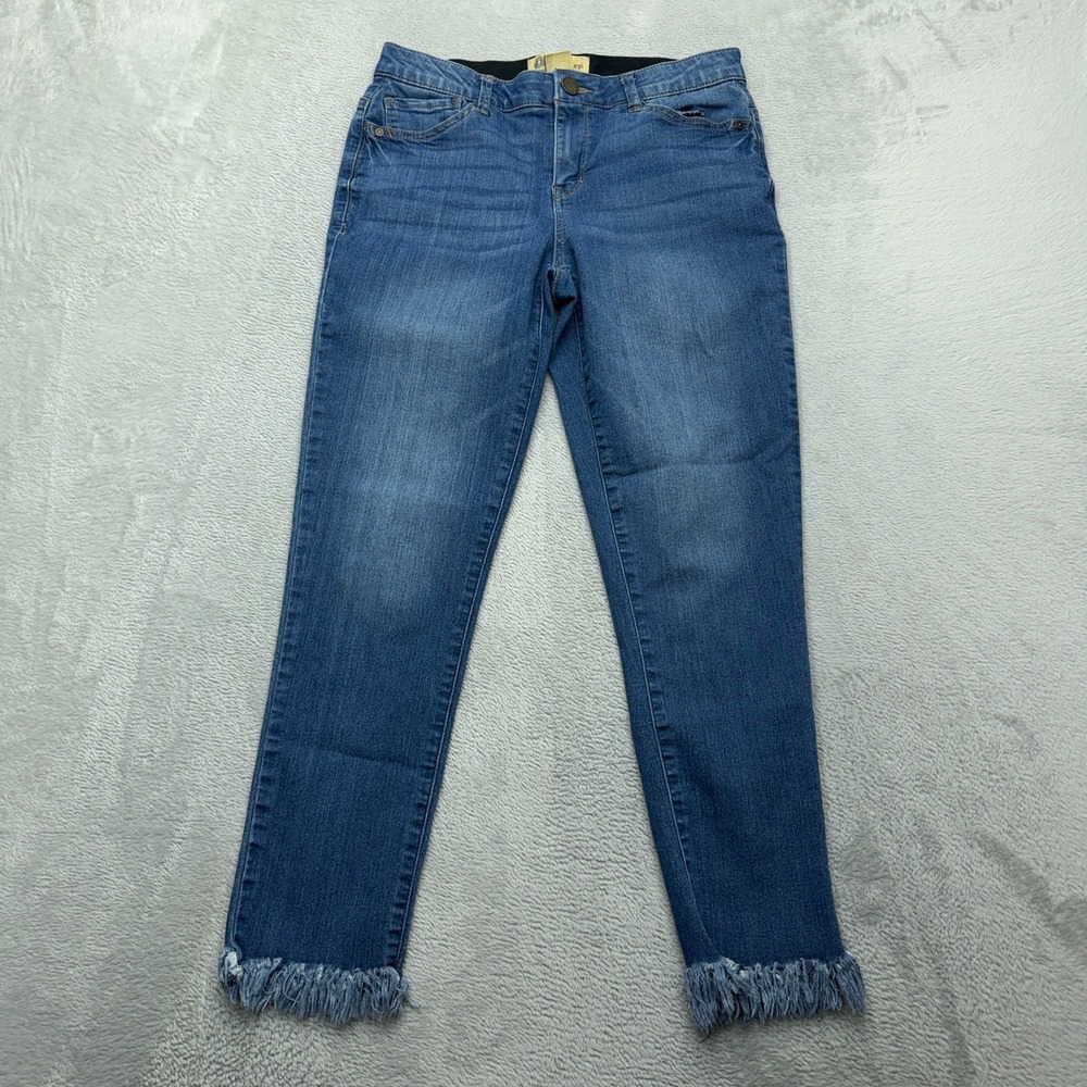 Democracy Ab technology Jeans Womens 6 Blue Fringed Raw Hem Denim